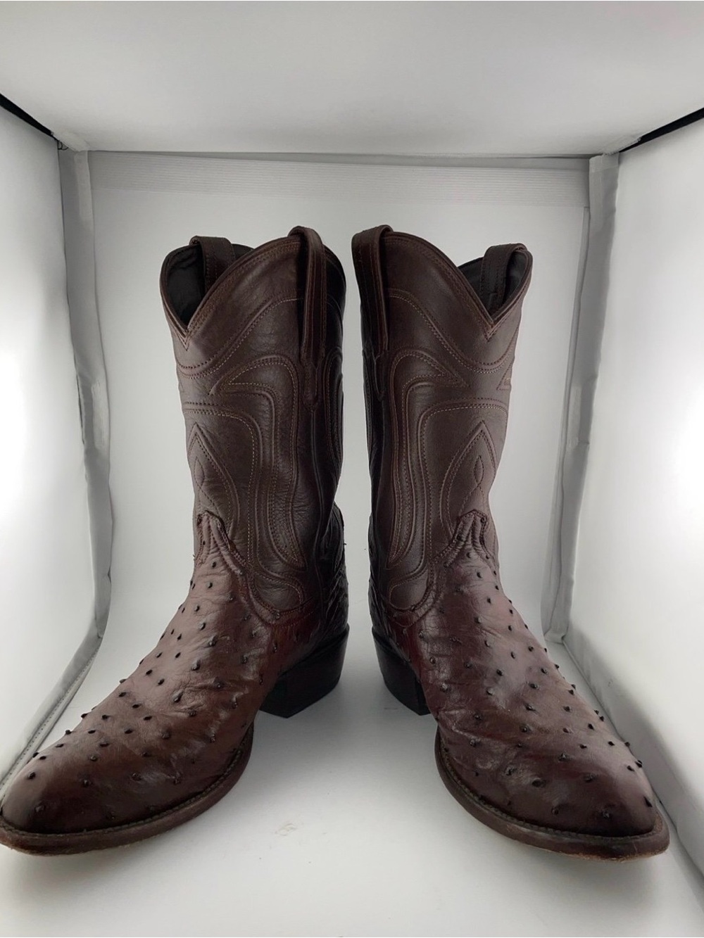 TECOVAS EXOTIC BOOTS THE WYATT PECAN OSTRICH Size 8D